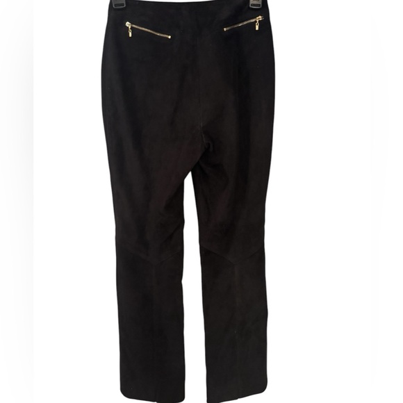 St John black Leather suede pants. Classic elegant quiet luxury classy feminine - Picture 7 of 15